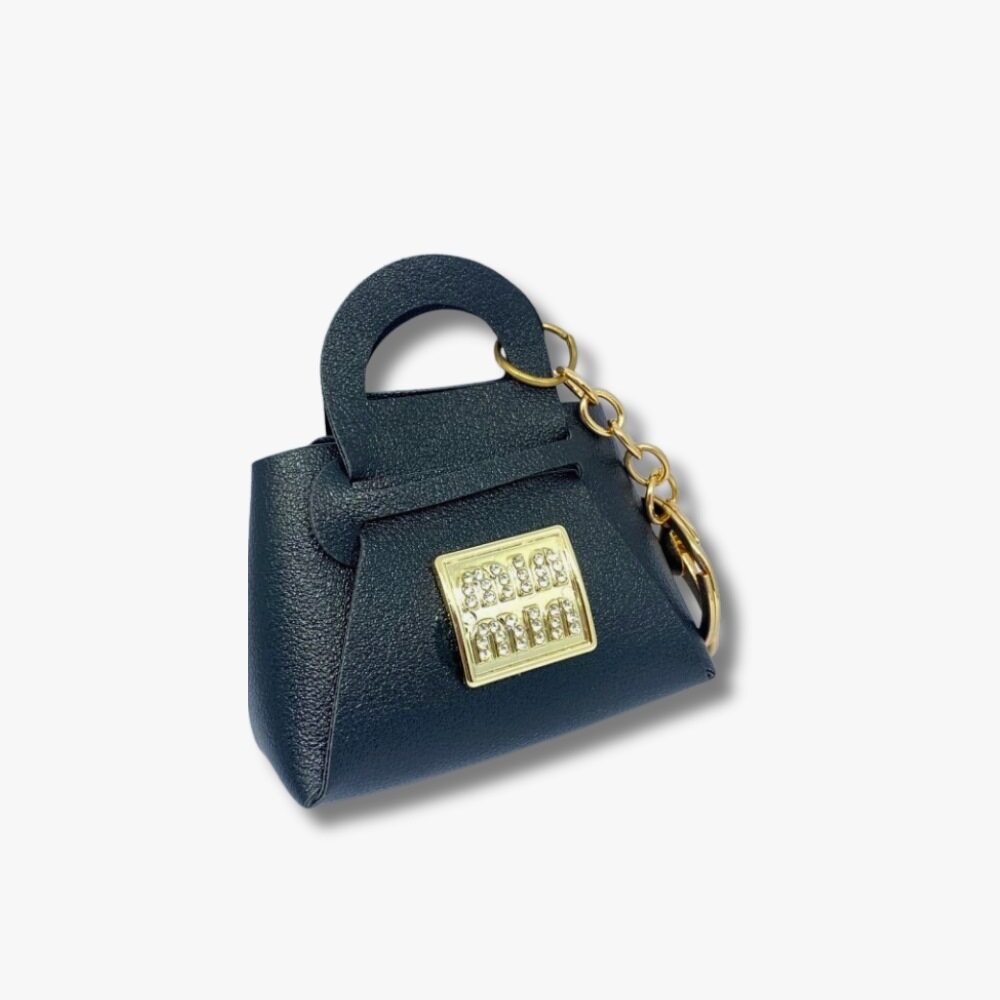 π Navy Blue Mini Coin Pouch with Gold Crystal Buckle