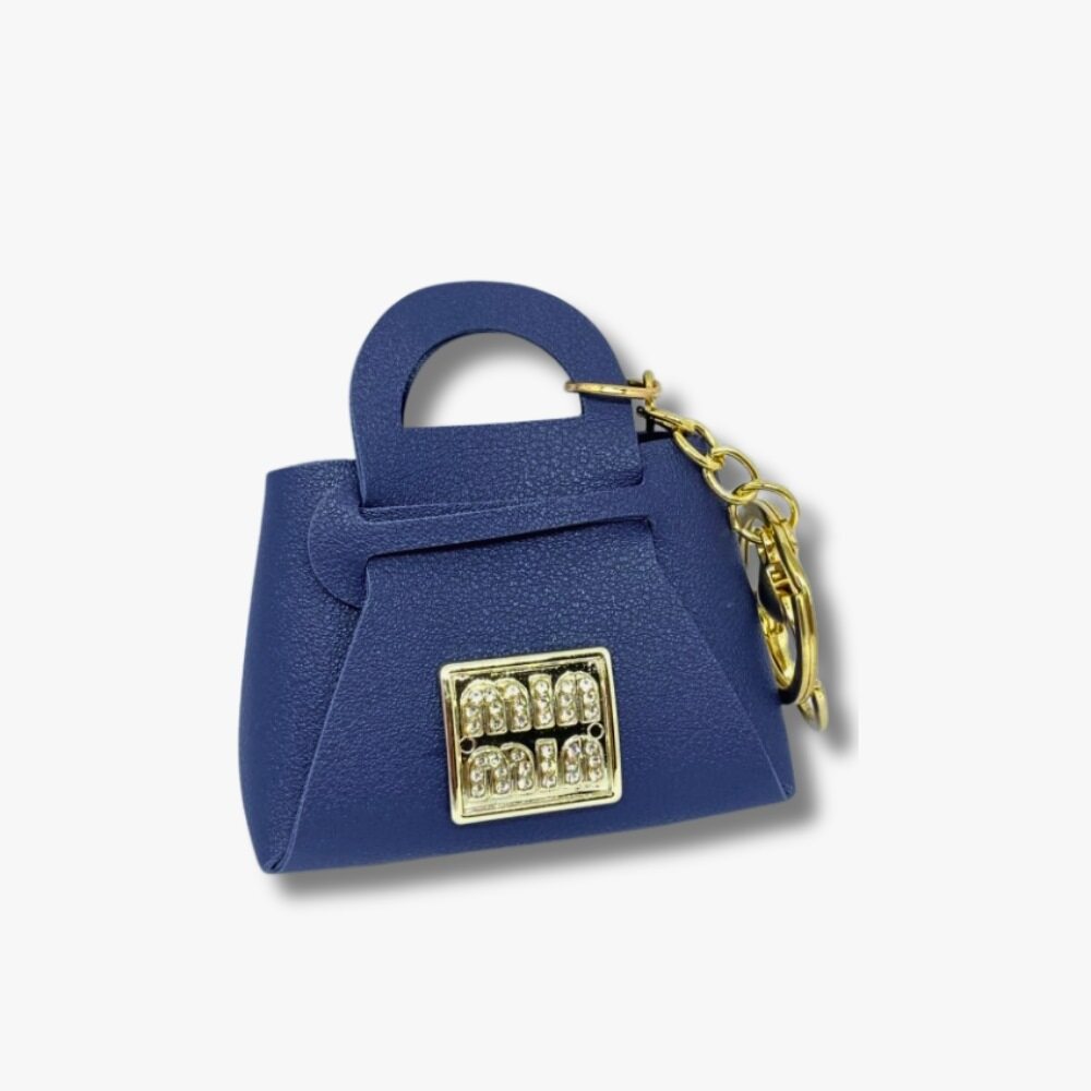 π Royal Blue Mini Coin Pouch with Gold Crystal Buckle