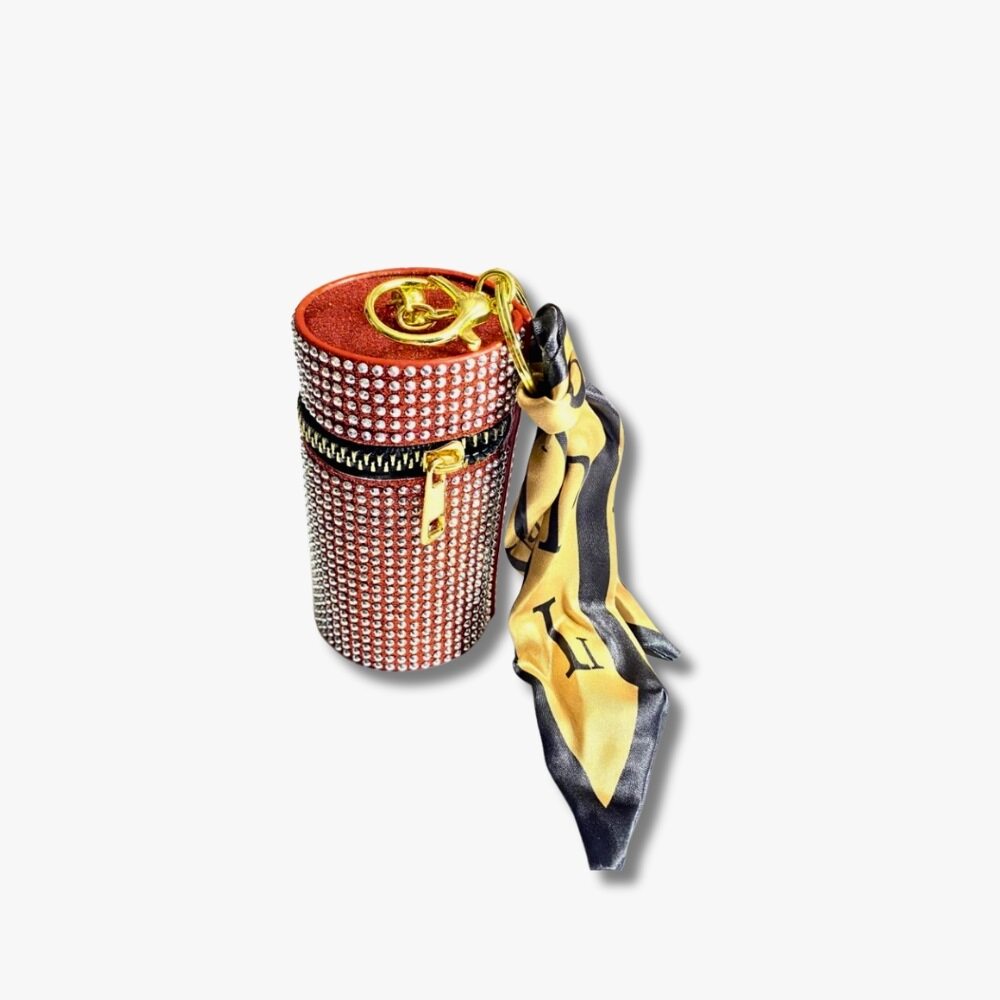 ❤️ Maroon Rhinestone Coin Pouch with Gold Satin Scarf