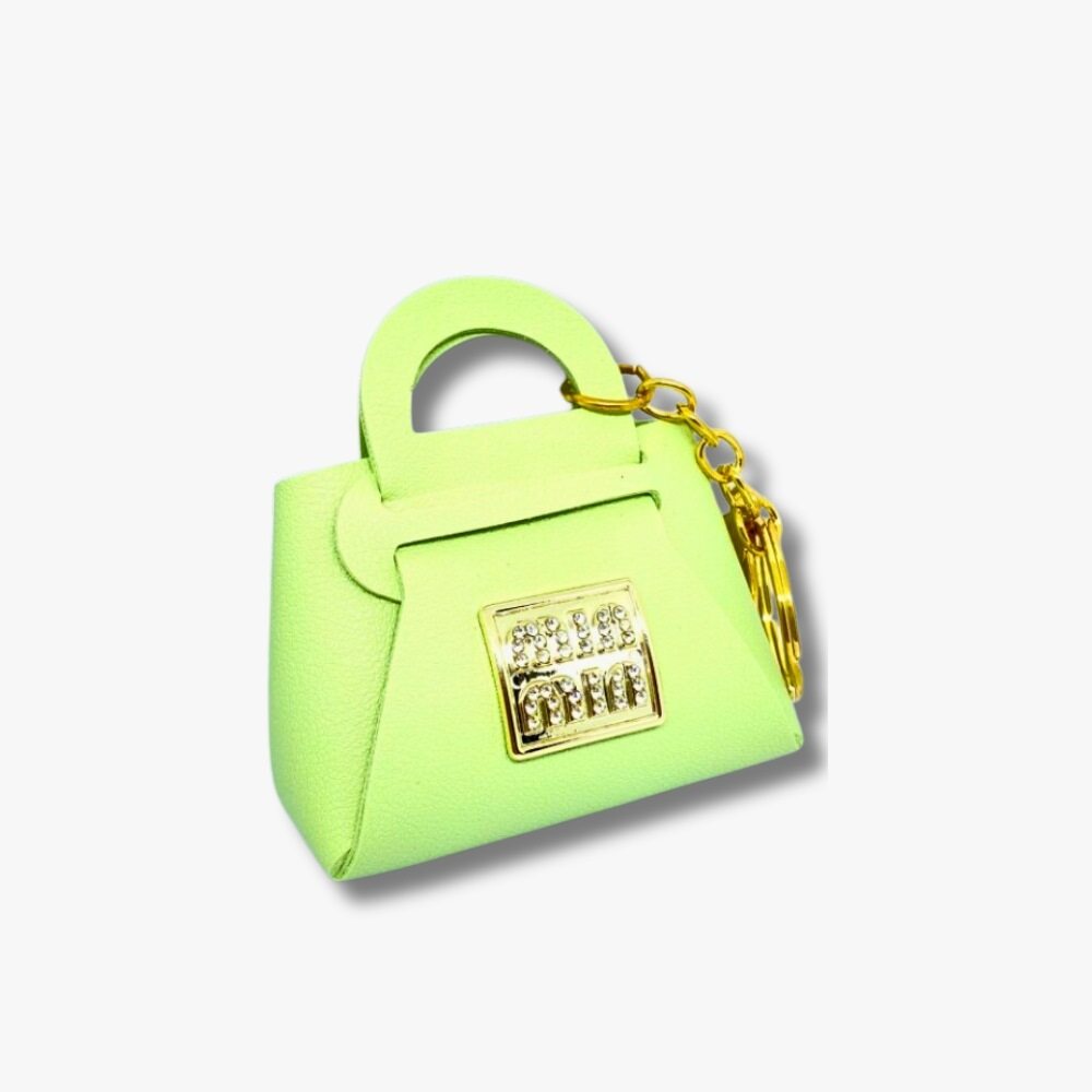 π Lime Green Mini Coin Pouch with Gold Crystal Buckle
