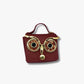 🦉 Maroon Owl Mini Coin Pouch with Gold Detailing