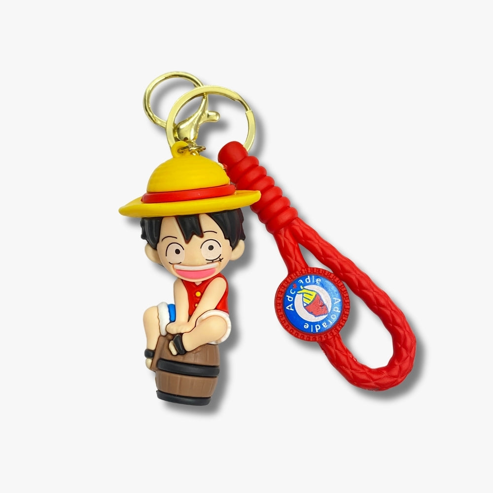 🏴‍☠️ Luffy One Piece Keychain – Barrel Ride Edition