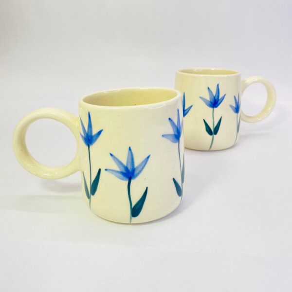 Ceramic Mug with Blue Flower - Image 2
