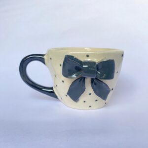 Ceramic Mug with Dark Blue Bow