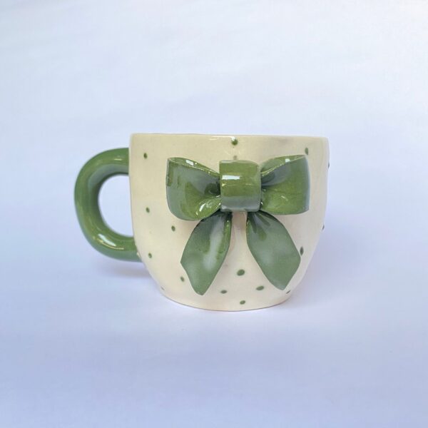 Ceramic Mug with Green Bow