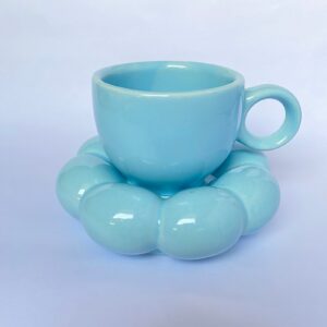 Sky Blue Ceramic Cup with Bubble Base